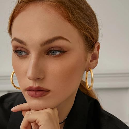 Image of Gacimy 14K Gold Plated Chunky Open Hoop Earrings for Women
