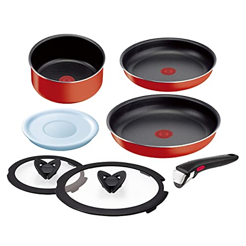 Batterie de cuisine 7 pièces Ingenio Paprika Red Tefal - Tous feux sauf induction - L1519092