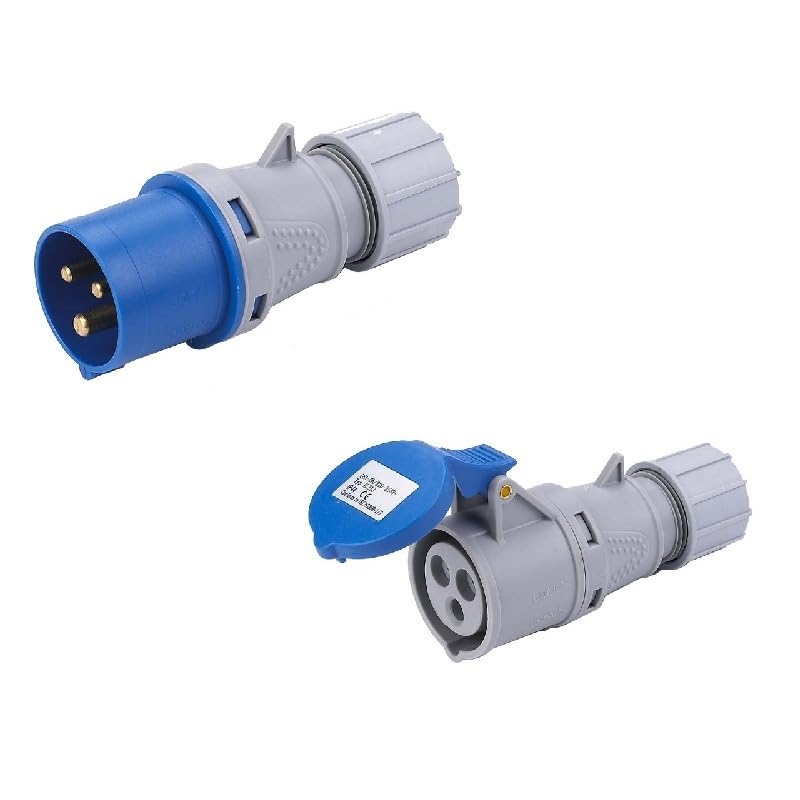 32A Commando Type Plug & Coupler Quick Fit 240V 50-60Hz Single Phase Blue 3 Pin IP44 Professional P240-32/C240-32
