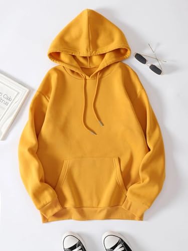 Image of SXV STYLE Hooded Pullover Solid Plain Unisex Cotton Oversized Baggy Sweatshirt Hoodie