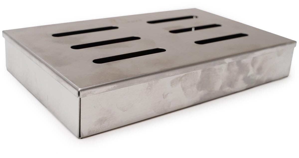 Set di legno per affumicatura in acciaio INOX, completo di 3 trucioli per affumicatura da 4 l