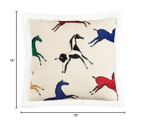 Image of Paseo Road Indigo Hill by HiEnd Accents Wild Horse 18x18 Throw Pillow