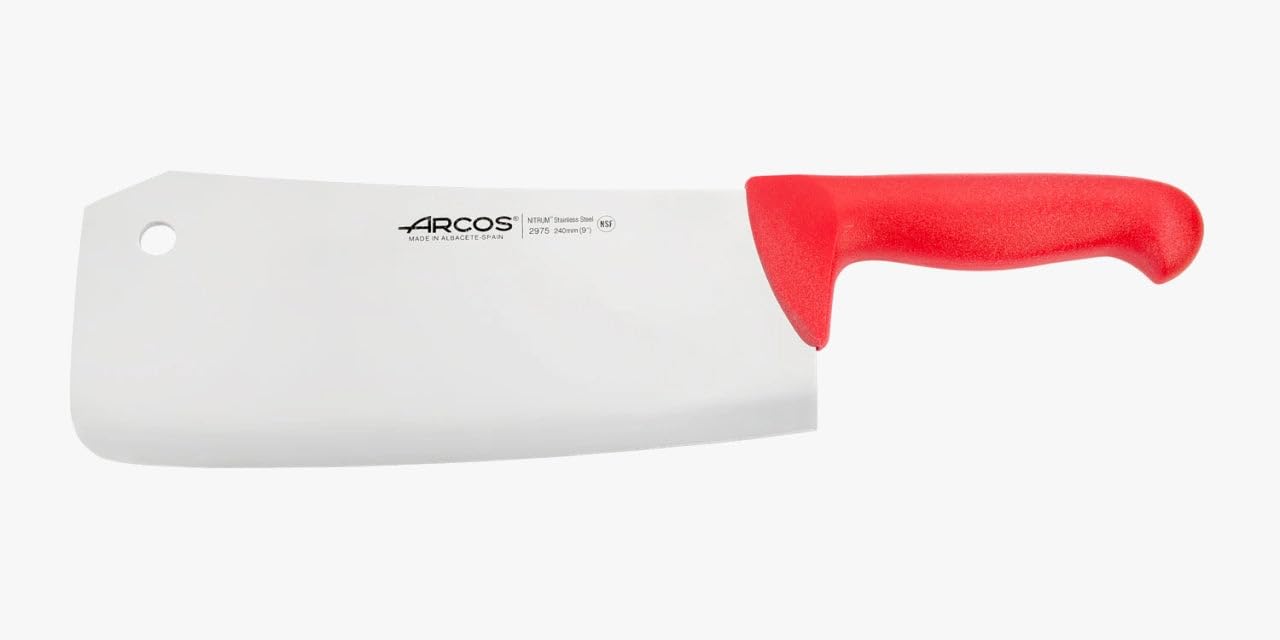Arcos Fleischermesser aus Nitrum Edelstahl - Ideal für den intensiven und dauerhaften Gebrauch - Roter Polypropylengriff mit Farberkennungssystem - Serie 2900, Farbe Rot