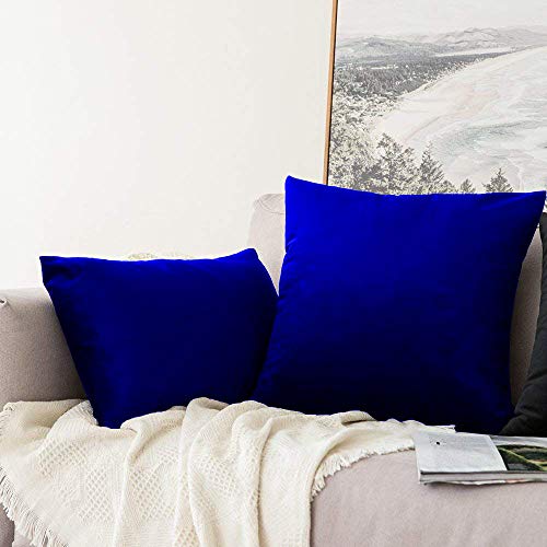 Image of Khooti Velvet Cushion Cover Pack of 1-12 inch x 18 inch / 30 x 46 cm - Royal Blue - Soft Pillow Covers Cushion Case for Sofa Bedroom Livingroom Chair Car, Cushion Cover