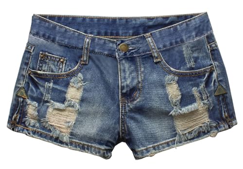 Fensajomon Women's Low Rise Summer Ripped Distressed Frayed Denim Shorts Sexy Jean