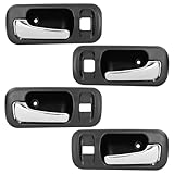 Cheriezing Interior Door Handle Compatible with Honda 1997-2001 CR-V CRV - Front Rear Left & Right Side - Black Housing + Chrome Lever Set of 4