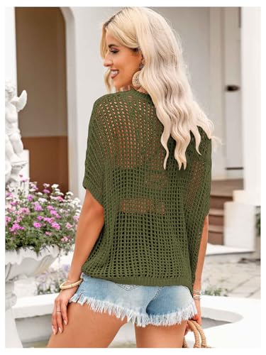 Image of Verdusa Women's Off The Shoulder Knit Top Crochet Summer Sweaters Hollow Out Beach Cover Up