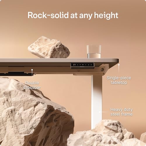 Image of Desktronic HomePro Standing Desk 48x24 - Made in Europe, Ergonomic Sit Stand Home Office Desk, Electric Height Adjustable, Dual Motor, USB & USB-C Charging, Wobble-Free, Touchscreen, 3 Memory Presets