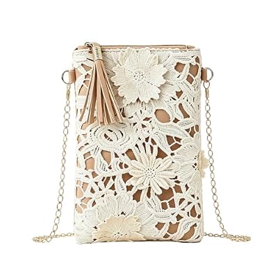 BSITSSS Borsa Tracolla Donna Intrecciare Fiori, Marrone Pelle Borsa Donna Estiva con Catena Metallo Regolabile, Bohemie Piccola Borsa da Spiaggia per Telefono Estate Viaggi Tempo Libero