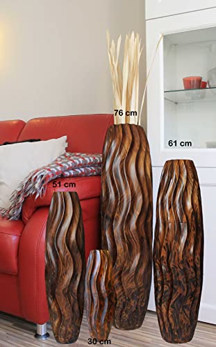 Vase à fleurs en bois de manguier 61 cm : sublimez vos angles vides sans risque de casse