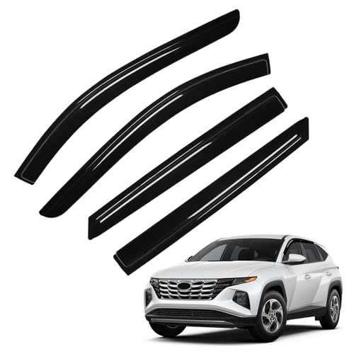 Image of Tucson Rain Guards - Window Visors for Hyundai Tucson 2022-2025 2026, Out-Channel Side Window Rain Guards for Tucson Accessories, 4PCS, Black, Car Accessories