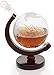 Decanter a sfera di vetro, bottiglia di whisky, forma di barca a vela fatta a mano, supporto in fibra di legno, per vino rosso, whisky, rum, 1000ml
