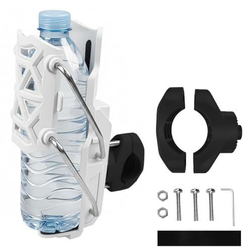 Image of STHIRA Motorcycle Bottle Holder, Riding Water Bottle Holder, Adaptive Folding Bottle Holder for Motorcycle, Durable Nylon Material, 360 Rotatable Angle Design, Bike Motorcycle Accessory, White