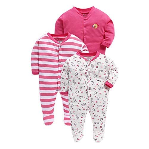 Image of Pooja Baby Rompers Sleepsuit Kid's Cotton All Over Print Night Suits Pack of 3