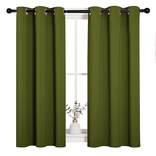 Image of NICETOWN Christmas Bedroom Curtain Panels Blackout Draperies, Holiday Christmas Decor Thermal Insulated Solid Grommet Blackout Curtains /Drapes (One Pair, 34 by 45-inch, Olive Green)