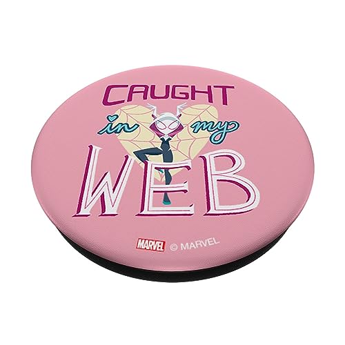 Marvel Spider-Gwen Valentine’s Day Love Caught In My Web PopSockets Swappable PopGrip, Black - Image 2