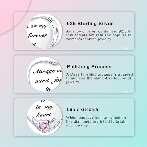 Image of LUXILLA Love You Best Friend Grandma Wife Heart Charm 925 Sterling Silver Charms Fit for Bracelets Necklace Jewelry Gift for Women