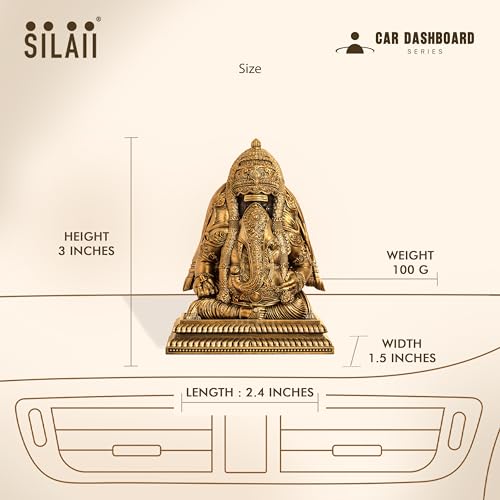 Image of SILAII Pillayarpatti Karpaga Vinayagar Car Dashboard Idol - 3 Inch | Miniature Ganesh Statue for Car Interior Decor | Ganesha Idols for Home & Office | Spiritual Gift & Decorative Ganesha Idols