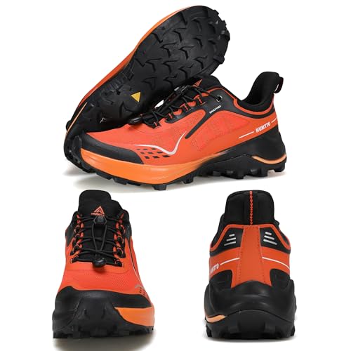 Image of HUMTTO Men's Hiking Shoes with Quick Lace Orange /Black 13