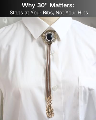 Image of PEARLY JUN Bolo Tie for Men Women Rhinestone Cowboy Brown Country Style Handmade Leather String Rodeo Festive Days Gifts