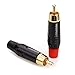 MOBOREST for RCA Male Plug Adapter Audio Phono Gold Plated Solder 24K Gold Speaker Plugs RCA Jack Cable Connector Adapter(RCA Male-2pack)