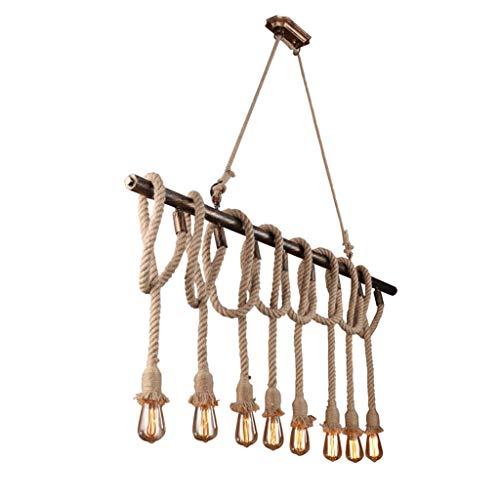 Luminaire suspendu corde de chanvre 8 têtes plafonnier artisanal rustique