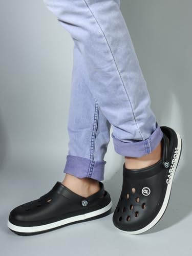 Image of Carlton London Men's Perforated Two-Tone Slip-On Clogs - Lightweight, Breathable, & Waterproof Comfort Footwear for Men | Anti-Slip EVA Rubber Clogs with Backstrap for Indoor, Outdoor, & Beach Wear