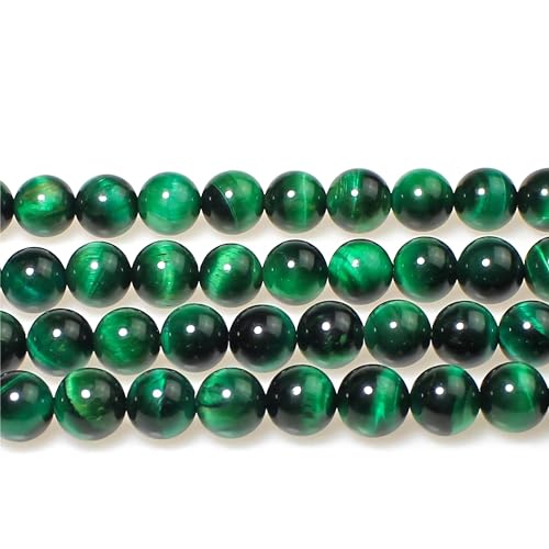MJDCB Natural Round Stone Beads 8mm Green Tiger Eye Stones Loose Gemstone Beads for Jewelry Making Bracelet Necklace 43pcs - Image 4