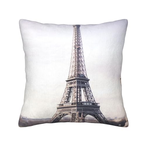 Housse de coussin velours côtelé Tour Eiffel pour rénover facilement un canapé usé