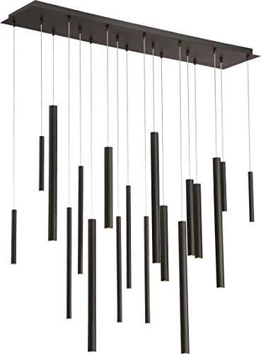Eurofase 31446-013 Santana Clustered Extruded Tubes Linear LED Pendant Light, 18-Light 18 Total Watts, 20"H x 10"W x 42"L, Black