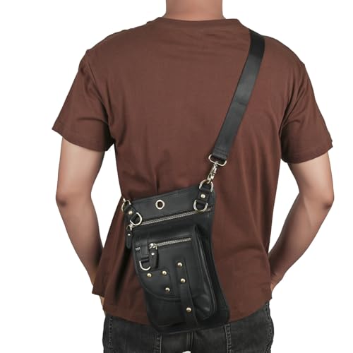 Le'Aokuu Sacs pour Hommes Messager Bandoulière en Cuir Véritable Sac Sports Randonnée – vue 5