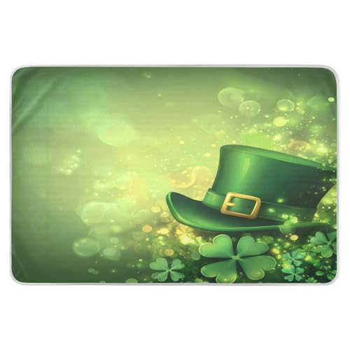 Takiito Clovers Hat Bed Pad Reusable Bed Underpad Washable Waterproof Leak-Proof Quick Dry Incontinence Pee Pad for Toddlers Kids Adults Pets 34x52 in