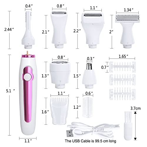 Obr King Facial Hair Removal For Women 6 In 1 Nose Hair Trimmer Eyebrow Razor Bikini Trimmer Pubic Hair Remover Body Hair Shaving Kit Cordless Electric Shaver With Safety Lock #TOP4