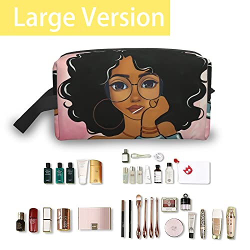 African Melanin Women Cosmetic Bag, Black African Women Makeup Bag, Toiletry Canvas Makeup Bags, Zipper Cosmetic Pouch Reusable Organizer for Week Inspirational Gifts2