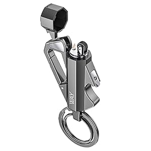 VVAY Metal Petrol Lighter Fire Starter Lighter Keyring Outdoor Survival Refillable (Sold without Petrol)