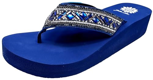 Yellow Box Women's Saverina Wedge Sandal, Round Toe, 1.5 Inch Heel, 0.75 Inch Platform, Comfortable Flip-Flop