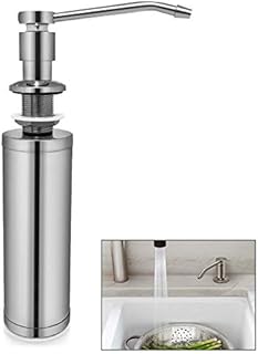 QWORK Liquid Dispenser Kitchen Sink , Soap Dispenser for Kitchen Sink with 11 oz Soap Bottle, 201 Stainless Steel