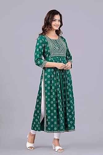 Image of NEW4U Women's Sequin Zari Embroidery Printed Naira Cut Kurti