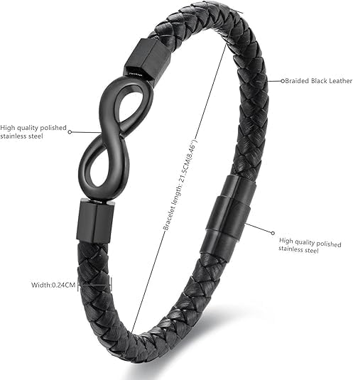 LIU JUN To My Man Infinity Leather Bracelet, Love You Forever Stainless Steel Valentine Birthday Christmas Wristband Gifts Jewelry - Image 6