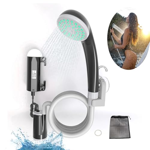 HONG XIN ZHI DA Portable Outdoor Shower Pump,Camping Shower Pump,Rechargeable LED IPX8 Waterproof...