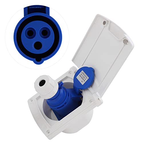 Entrada de Bloqueo Giratorio del Enchufe de Alimentación, Rv Shore Power ， Tomacorriente para RV Enchufe Externo Impermeable de 3 Clavijas Toma de Corriente Montaje Integrado 220V-250V 16a(blanco)
