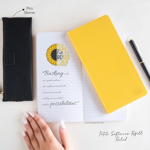 Image of NEORAH - PETITE Ruled Notebook SOFT COVER | Organiser REFILL | Ruled Journal | 110 GSM | 160 pages (Size 21.0 cm x 10.5 cm) notebook, Journaling Writing Note Taking Diary, Travellers Notebook - YELLOW
