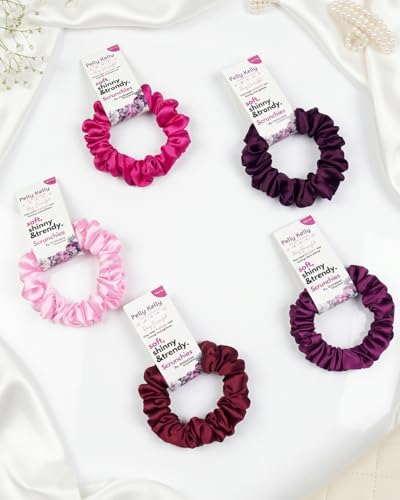 Image of Luxury Satin Scrunchies Set for Women, Girls | Anti-Hair-Breakage Hair Ties for Ponytails & Buns | Small Size | Pack of 5