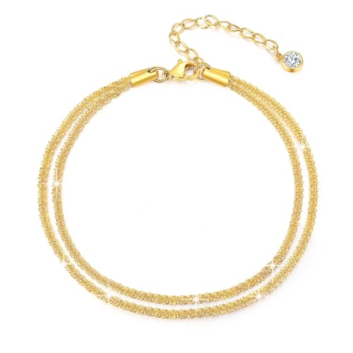 Image of Ankle Bracelets for Women,14K Gold Plated Snake Chain Anklet for Women Beach Cute Anklets