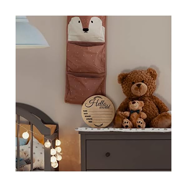 Holz Geburt Ankündigung Personalisierte Baby Ankündigung Schild Holz Geburt Ankündigung Schild Baby Namensschild Runde Holztafel mit schwarzer Farbe Marker für Baby Name und Geburt Detail, 20 cm – Bild 7