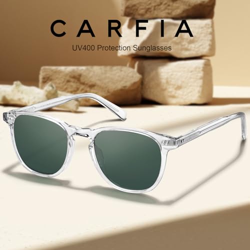 Image of CARFIA Retro Cool Acetate Polarized Sunglasses for Men UV Protection, Outdoor Fashion Driving Eyewears Male Square Sunnies