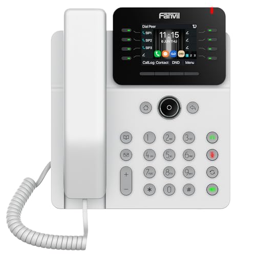 Fanvil V62G Prime Business IP Phone White, 2.8 Color Screen, 12 SIP Lines, 7 line Keys Plus 1 Page Key, 21 DSS Keys, Dual gigabit, PoE, IPv4&IPv6
