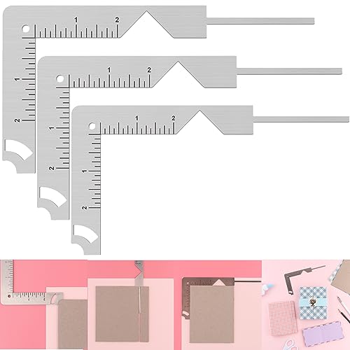 Juego de 3 guías de cubierta de libro, herramienta de encuadernación de metal de acero inoxidable 5 en 1 para hacer cubiertas con facilidad, regla de herramientas para hacer álbumes de recortes