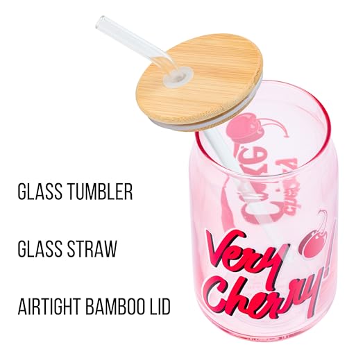 Image of Silver Buffalo Coca-Cola Cherry Coke Beverage Logo, Glass Tumbler, 16oz