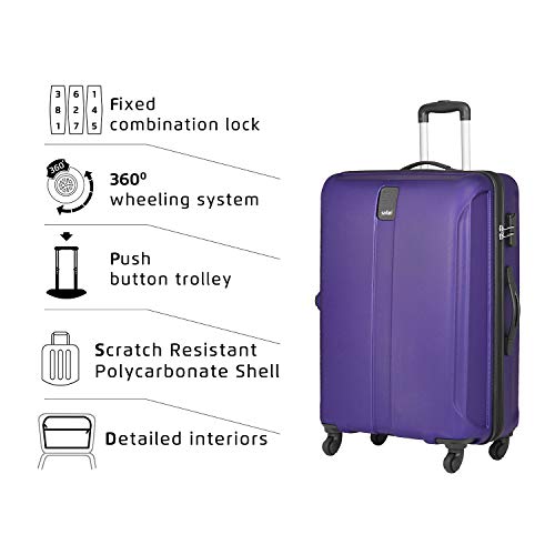 Image of Safari Thorium Sharp Anti-Scratch Combo Set of 2 Purple Small, Medium Check-in 4 Wheel Hard Suitcase
